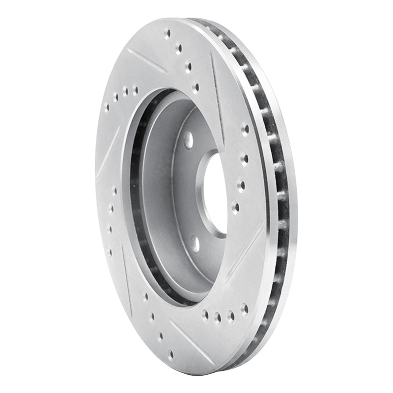 Chevrolet Optra Brake Rotor (1) - Front Left - R1 Concepts - Drilled & Slotted - Silver - `04-`10